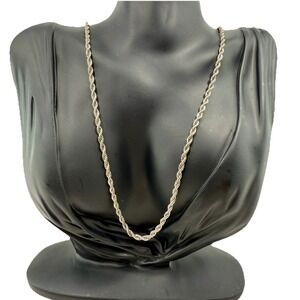 Sterling Silver 925 Rope Chain Necklace 30.5" 3mm Italy EUC